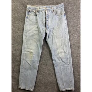 Vintage Levi's 501 Jeans Mens 36x32 Light Wash Blue Button Fly USA Made